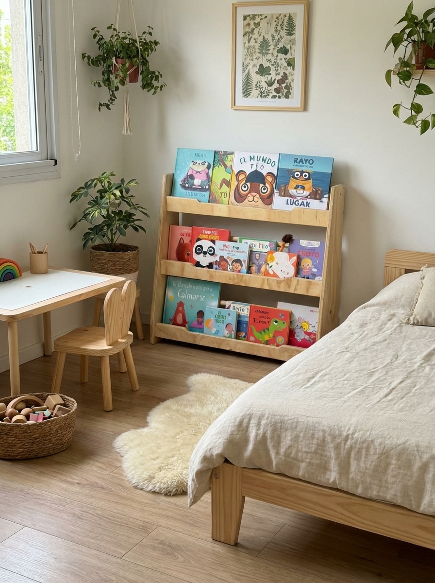 Librero Triángulo A Piso Montessori Con 3 Niveles