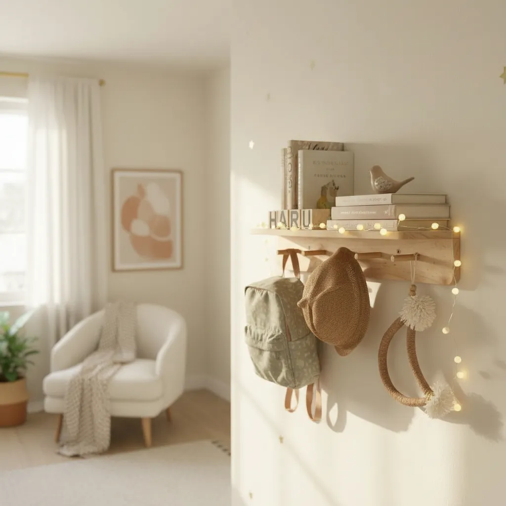 Repisa Perchero Para Muro Montessori Madera